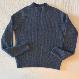 Banana Republic 100% Wool Mock Neck Sweater Blue XS Cozy Knit